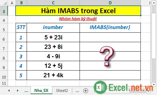 Hàm IMABS - Hàm trả về giá trị tuyệt đối của một số phức trong định dạng văn bản trong Excel
