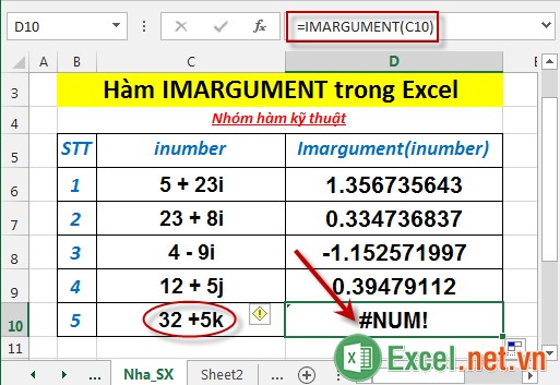 Hàm IMARGUMENT trong Excel 5