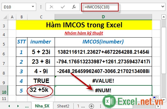 Hàm IMCOS trong Excel 6