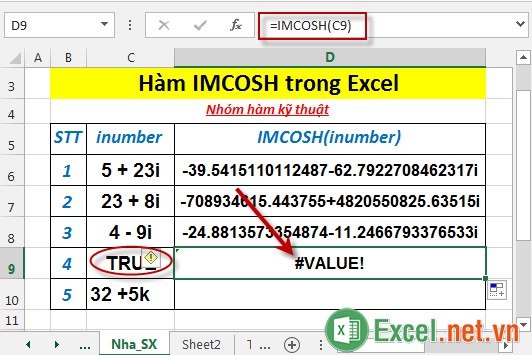 Hàm IMCOSH trong Excel 5