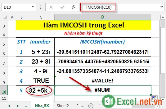 Hàm IMCOSH trong Excel 6