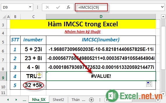 Hàm IMCSC trong Excel 5