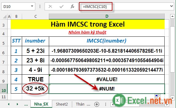 Hàm IMCSC trong Excel 6