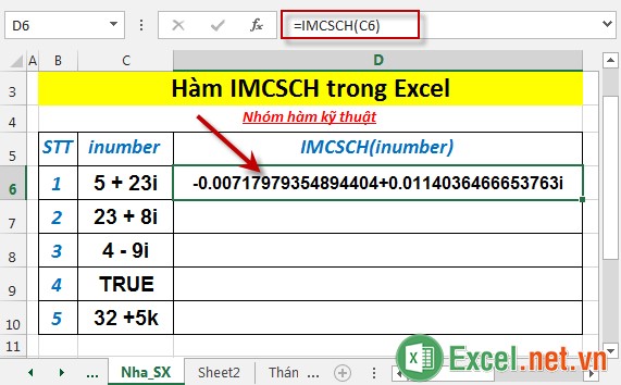 Hàm IMCSCH trong Excel 3