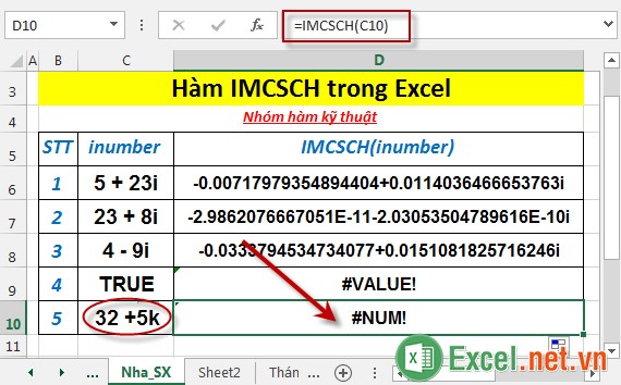 Hàm IMCSCH trong Excel 6
