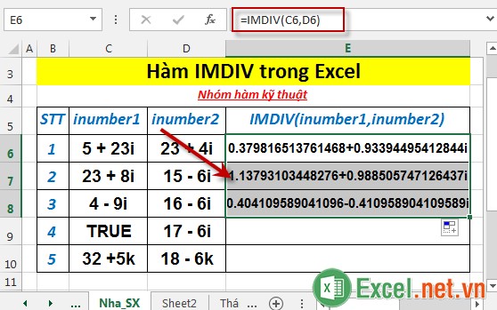 Hàm IMDIV trong Excel 4