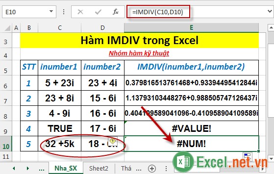 Hàm IMDIV trong Excel 6