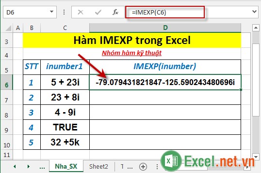 Hàm IMEXP trong Excel 3