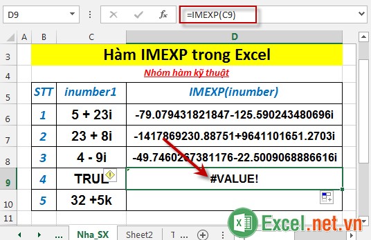 Hàm IMEXP trong Excel 5