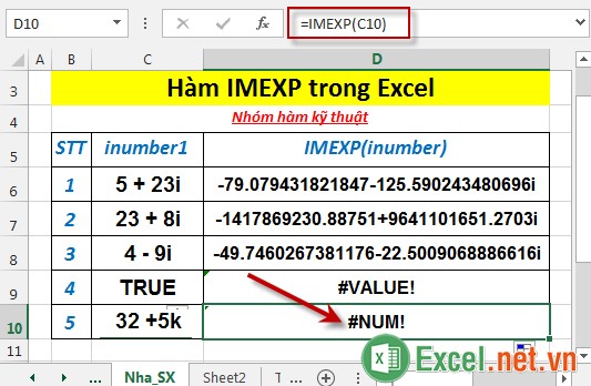 Hàm IMEXP trong Excel 6