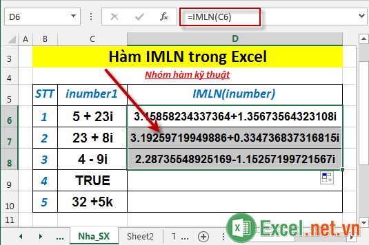 Hàm IMLN trong Excel 4