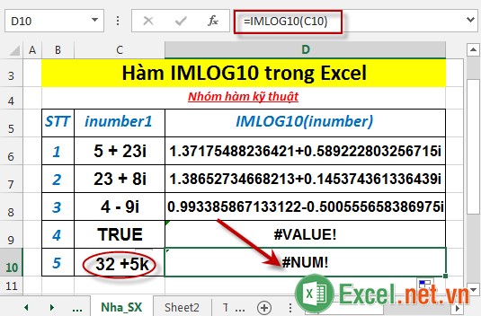 Hàm IMLOG10 trong Excel 6