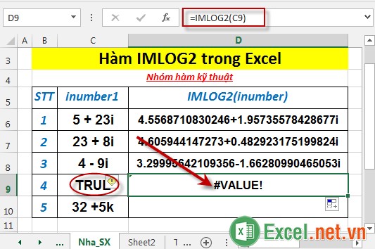 Hàm IMLOG2 trong Excel 5