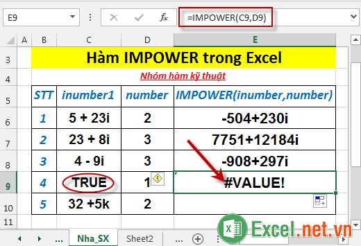 Hàm IMPOWER trong Excel 5