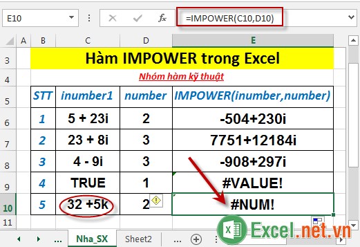 Hàm IMPOWER trong Excel 6
