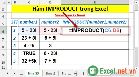 Hàm IMPRODUCT trong Excel 2