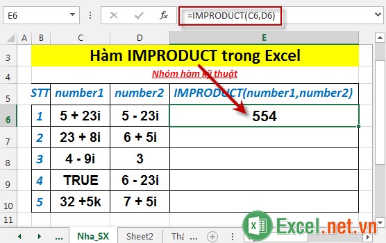 Hàm IMPRODUCT trong Excel 3