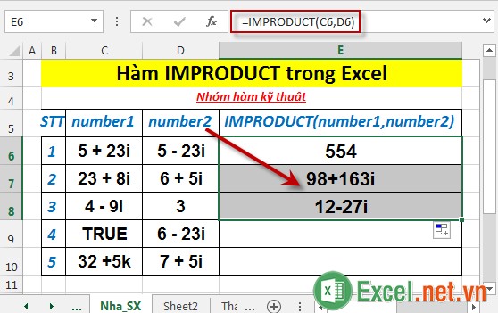Hàm IMPRODUCT trong Excel 4