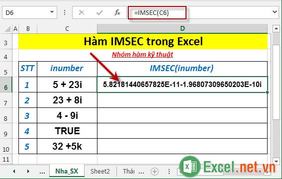 Hàm IMSEC trong Excel 3