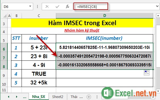 Hàm IMSEC trong Excel 4