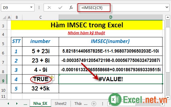 Hàm IMSEC trong Excel 5