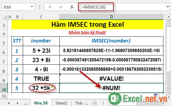 Hàm IMSEC trong Excel 6