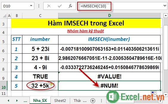 Hàm IMSECH trong Excel 6