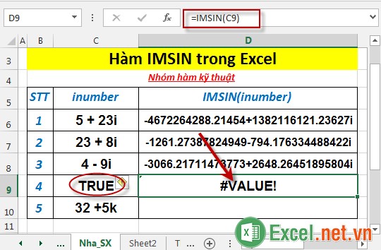 Hàm IMSIN trong Excel 5