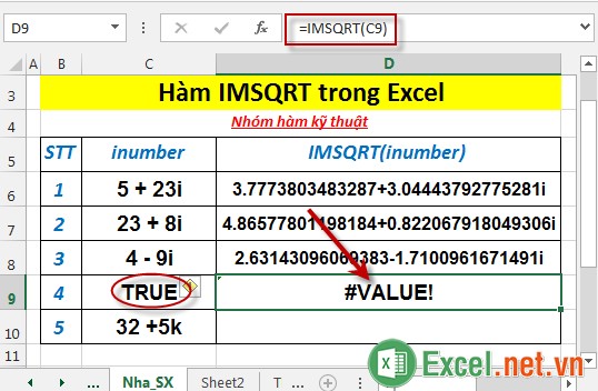 Hàm IMSQRT trong Excel 5