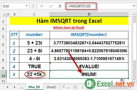 Hàm IMSQRT trong Excel 6