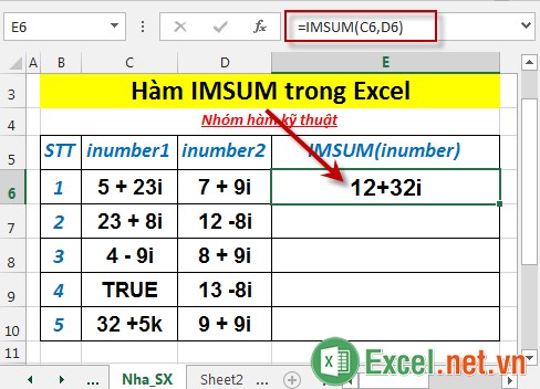 Hàm IMSUM trong Excel 3