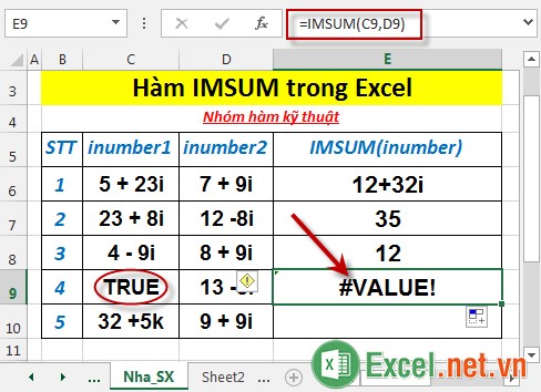 Hàm IMSUM trong Excel 5