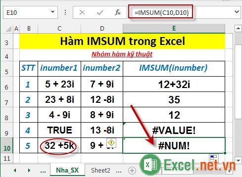 Hàm IMSUM trong Excel 6