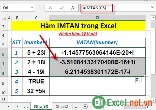 Hàm IMTAN trong Excel 4