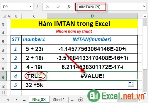 Hàm IMTAN trong Excel 5