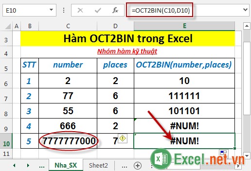 Hàm OCT2BIN trong Excel 6