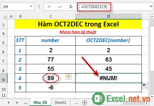 Hàm OCT2DEC trong Excel 5