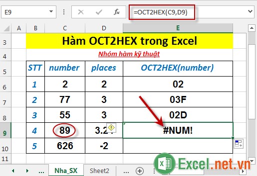 Hàm OCT2HEX trong Excel 5