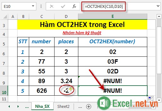 Hàm OCT2HEX trong Excel 6