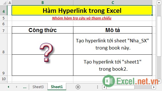Hàm HYPERLINK - Hàm tạo liên kết tới 1 tài liệu trong Excel