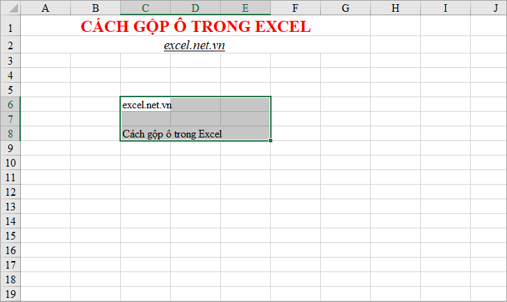 Chọn các ô cần gộp trong Excel