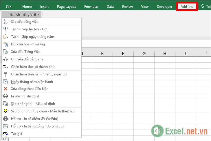 Tiện ích Excel hỗ trợ cho nhà trường
