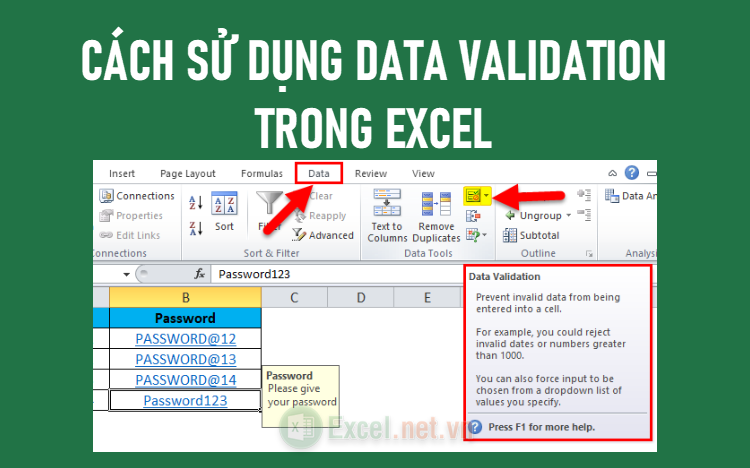 Cách sử dụng Data Validation trong Excel