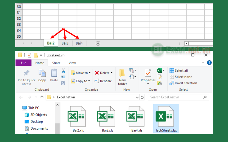 Cách tách các Sheet thành từng file Excel riêng biệt