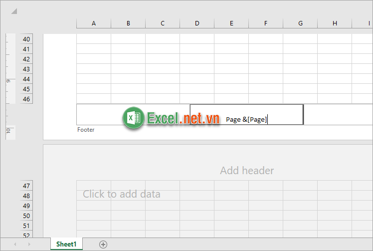 Nhấp đúp chuột trái vào số trang đang được đánh trong Excel